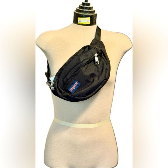 JANSPORT Fifth Avenue Black Nylon Small Fanny Pack Belt Bag 2.5"x12.5"x4" NEW - Picture 1 of 4
